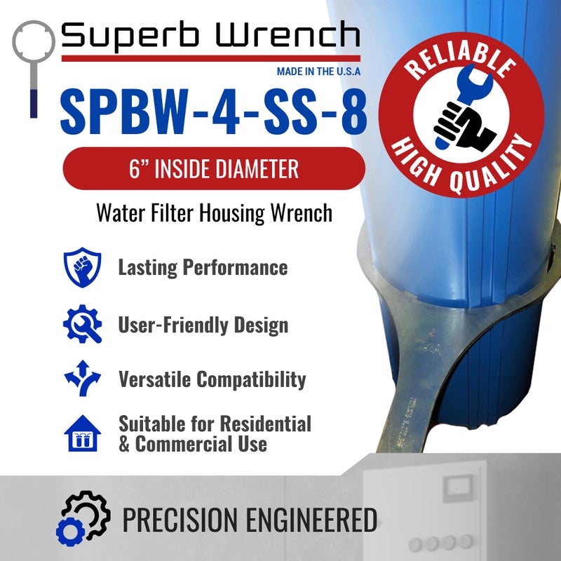 Superb Wrench SUPERB-SW-4-SS-8 Metal Water Filter Housing Wrench (6 inch Inside Diameter) - Image 2
